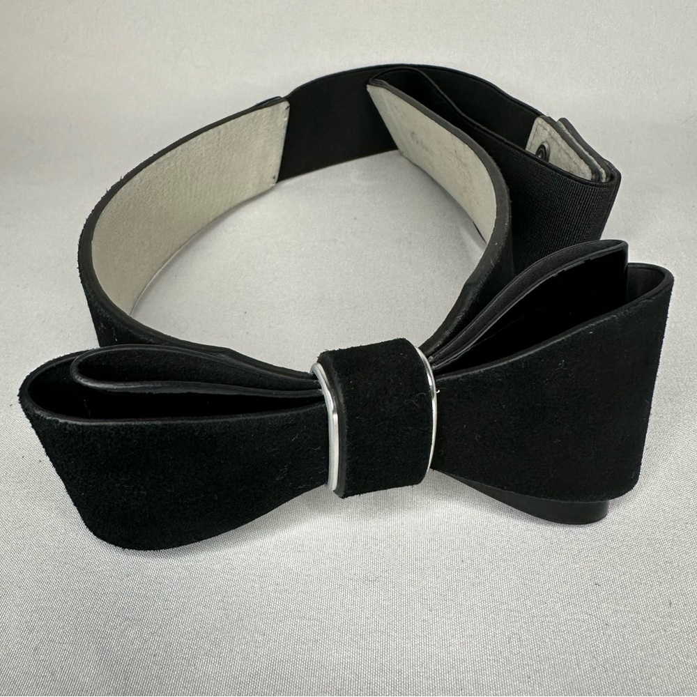 White House Black Market Leather Bow Dress Belt Black Women’s Size Medium